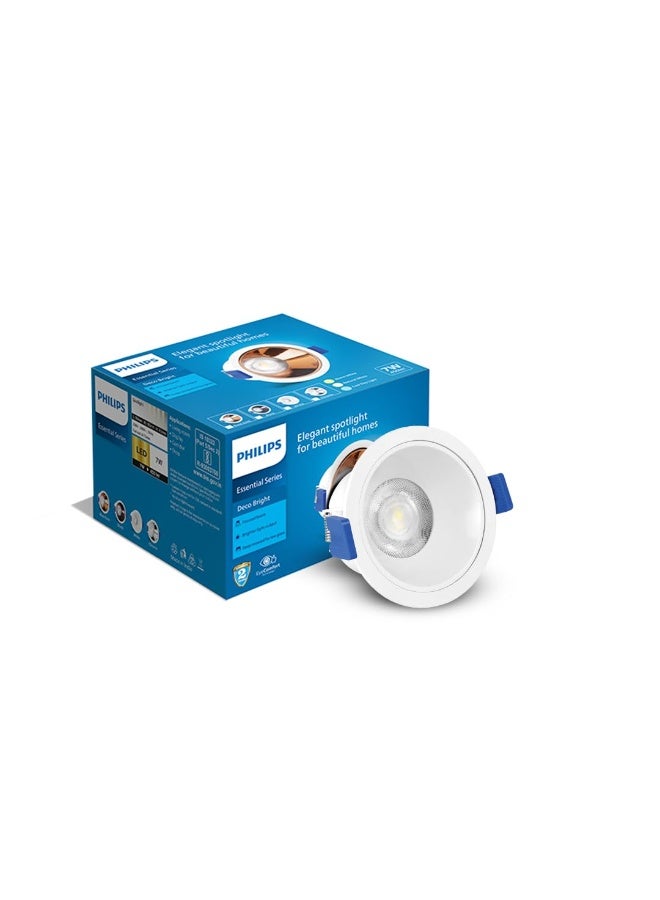 فيليبس مصباح سقف LED دائري من فيليبس (Philips) بتقنية COB وعاكس ضوئي، بقوة 7 واط ولون أبيض (شعاع مُركّز) | مقاس فتحة التركيب: 75 مم | لون أبيض طبيعي، عبوة تحتوي على قطعة واحدة (Deco Bright) - Image 1