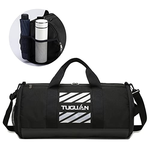 TUGUAN Gym Bag for Men Women with Wet Pocket & Shoe Compartment Travel Duffle Bag Man Sport Basketball Football Bag Weekend Overnight Duffel Bag Gym Tote bag 40L, Black - Image 3
