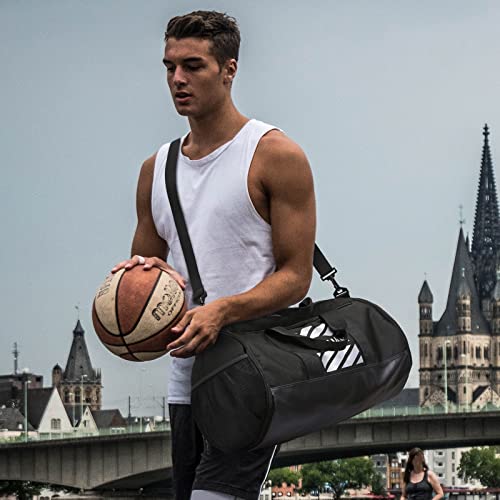 TUGUAN Gym Bag for Men Women with Wet Pocket & Shoe Compartment Travel Duffle Bag Man Sport Basketball Football Bag Weekend Overnight Duffel Bag Gym Tote bag 40L, Black - Image 2