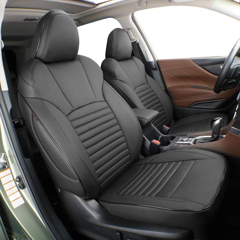 EKR Custom Fit Full Set Car Seat Covers for Subaru Crosstrek 2018-2021 - Black Leatherette - Image 1