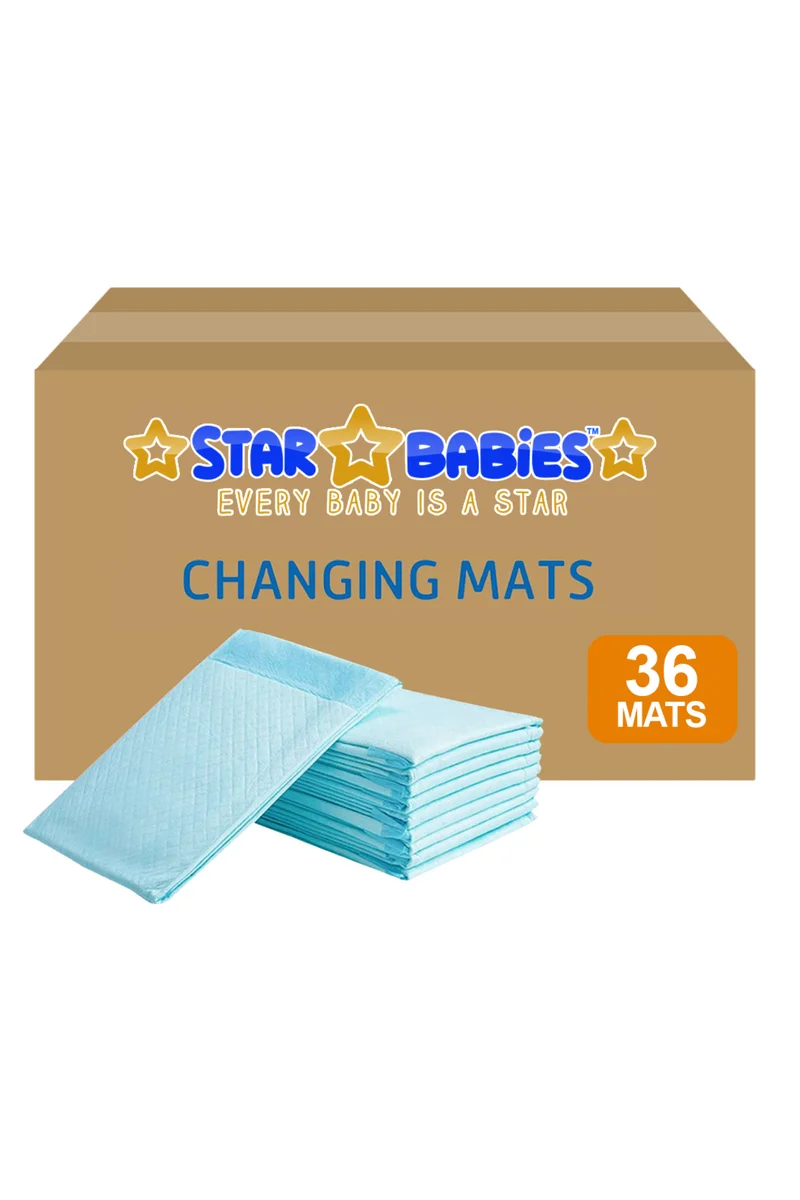 STAR BABiES Star Babies - Disposable Changing mats (45x60cm) Large 36 Pcs - Packaging May Vary - Blue