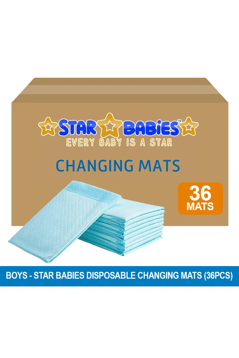 STAR BABiES Star Babies - Disposable Changing mats (45x60cm) Large 36 Pcs - Packaging May Vary - Blue