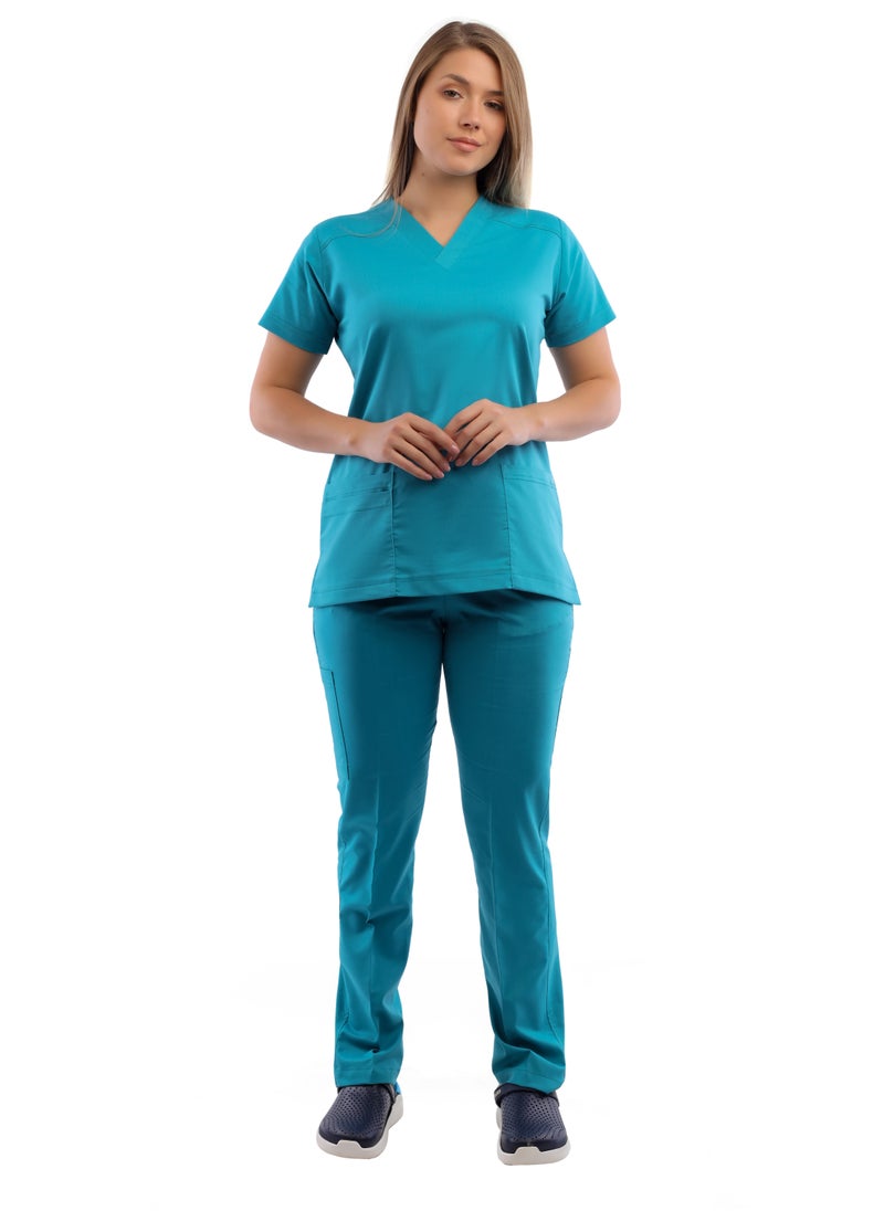 APEX Premium Scrub 1/2 Sleeve Female Dark Teal MIX C  - Image 1