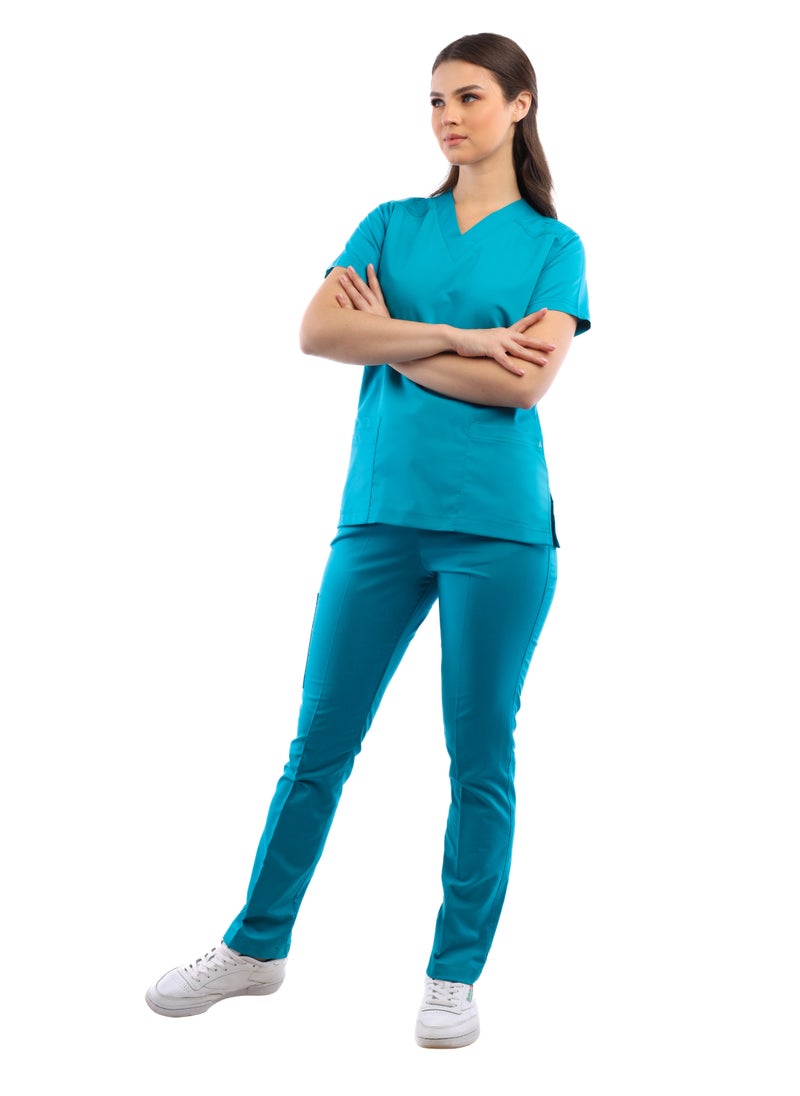 APEX Premium Scrub 1/2 Sleeve Female Dark Teal MIX C  - Image 2