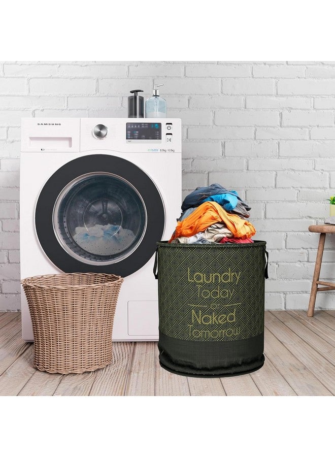 Kuber Industries Polyester Foldable Laundry Basket, Non-Woven Round Basket For Clothes, Toy Storage, 45L, Golden Dot, Black, 36 Cm X 47 Cm - Image 5