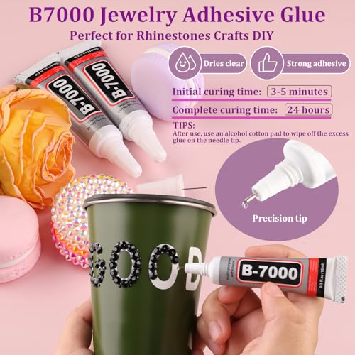 TINKRSTUFF 16000Pcs Resin Jelly Rhinestones for Crafting, Black Rhinestones Flatback Gems, Bedazzling Crystal with 3Pcs 10ml B7000 Jewelry Glue for DIY Crafts Clothing Tumblers Shoes Fabric Nail Art - Image 5