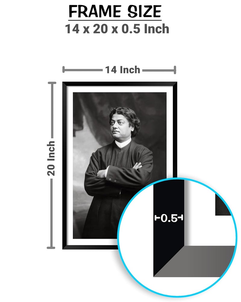 DBrush Swami Vivekananda photo frames Black and white for Office Student Framed posters with frame wall painting Original photo Laminated Coated - Image 3