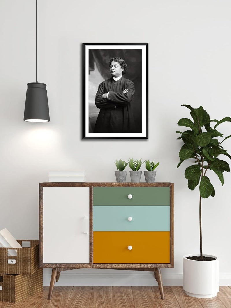 DBrush Swami Vivekananda photo frames Black and white for Office Student Framed posters with frame wall painting Original photo Laminated Coated - Image 2