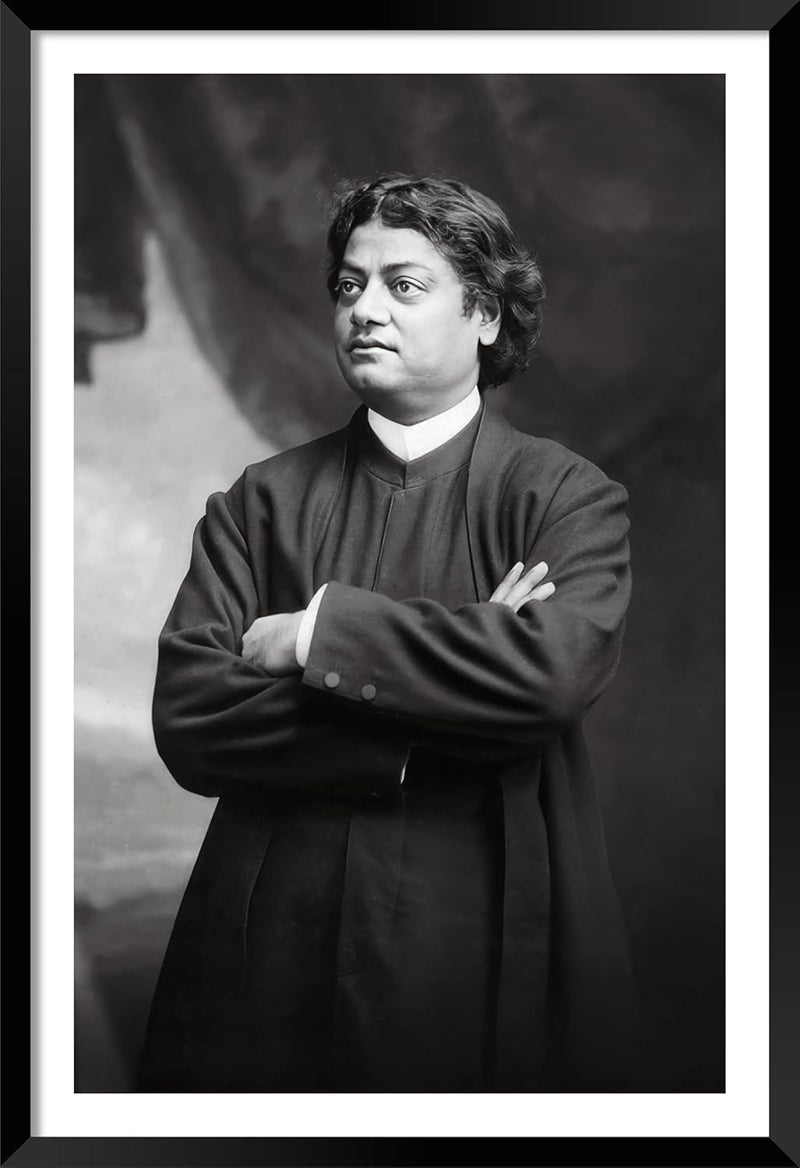 DBrush Swami Vivekananda photo frames Black and white for Office Student Framed posters with frame wall painting Original photo Laminated Coated - Image 1