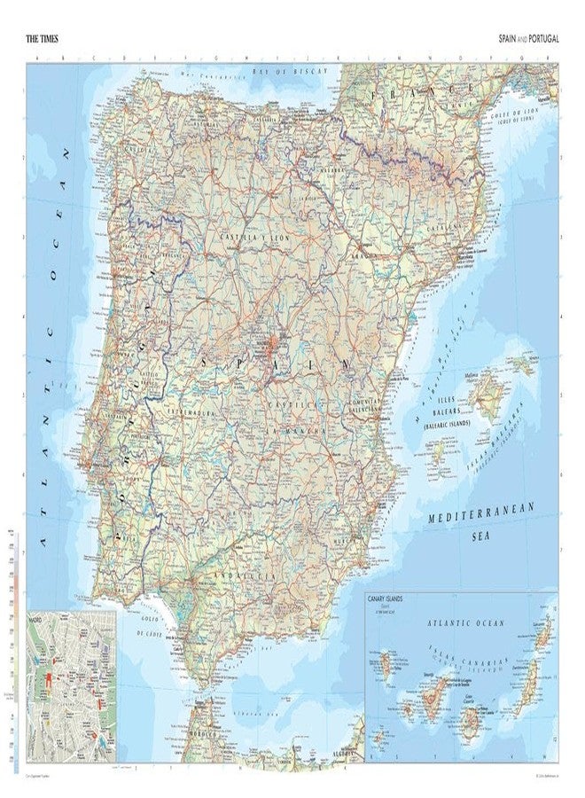 MapSherpa The Times Atlas: Spain and Portugal - Compact - 22.25 x 16.25 inch Poster - Front Lamination - Image 1