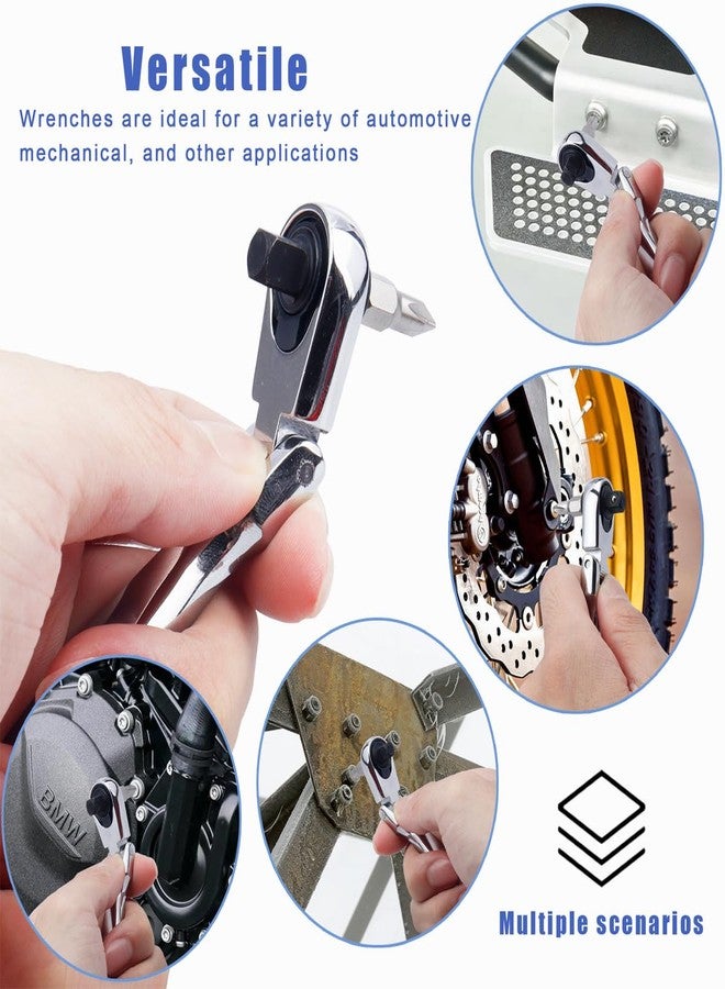 Wolfride 2 in 1 Flexible Head Ratchet Wrench, 1/4" Drive 72 Teeth Quick Release Ratchet Wrench Torques Socket Spanner Ratcheting Combination Wrench - Image 3