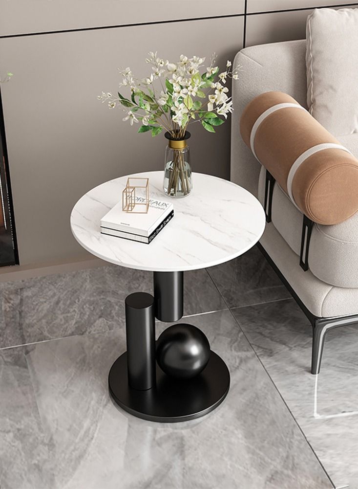 Sharpdo Modern Living Room Sofa Marble Side Table 50*50*55cm - Image 4