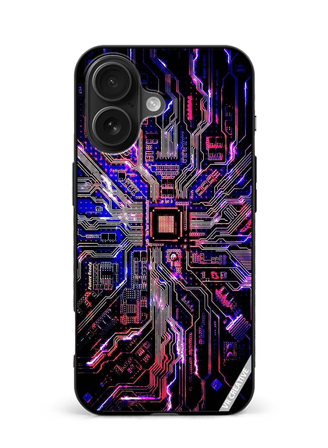 Protective Case Cover For Apple iPhone 16 Plus Techno Color Design Multicolour