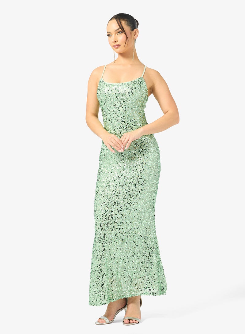 جينجر فستان سهرة بحزام مزين بالخرز - Image 4