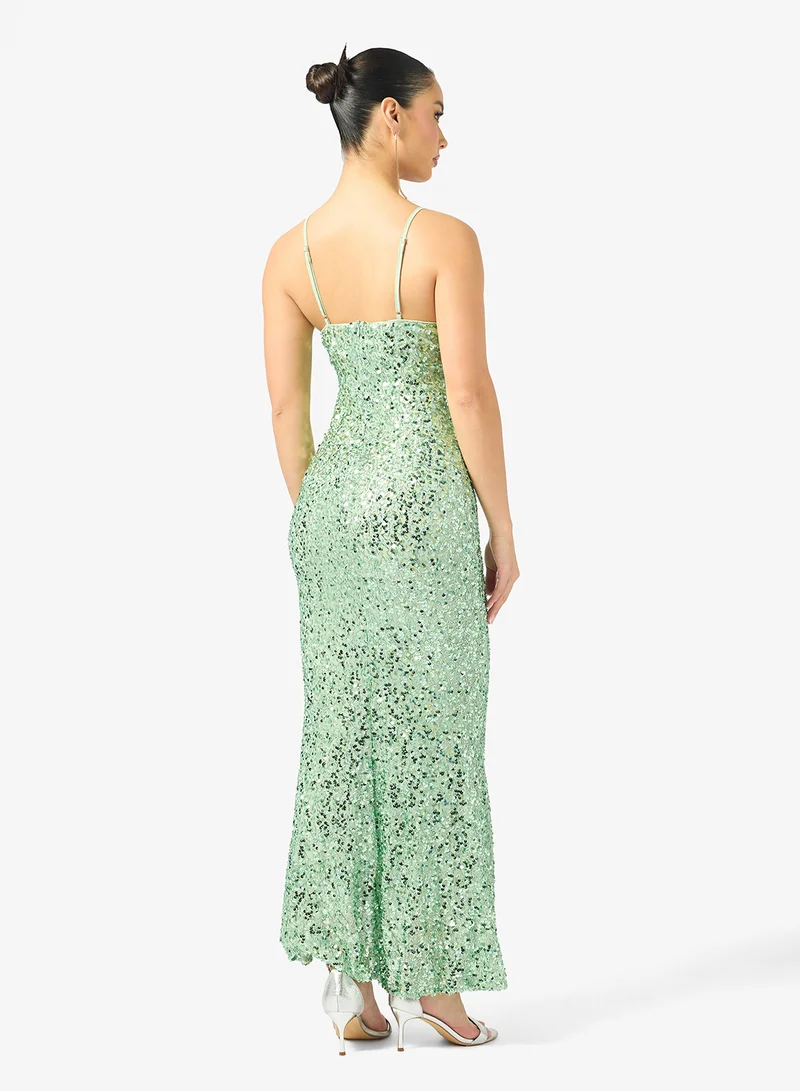 جينجر فستان سهرة بحزام مزين بالخرز