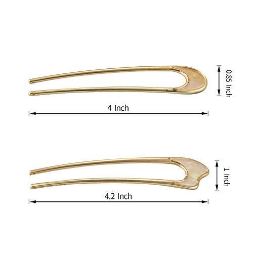 FRDTLUTHW U-Shaped Hair Pins Metal Vintage Hair Sticks French Hair Pin Hairstyle Chignon for Women, 2PCS-Style 1 - Image 2