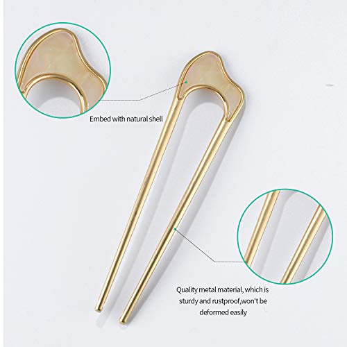 FRDTLUTHW U-Shaped Hair Pins Metal Vintage Hair Sticks French Hair Pin Hairstyle Chignon for Women, 2PCS-Style 1 - Image 3