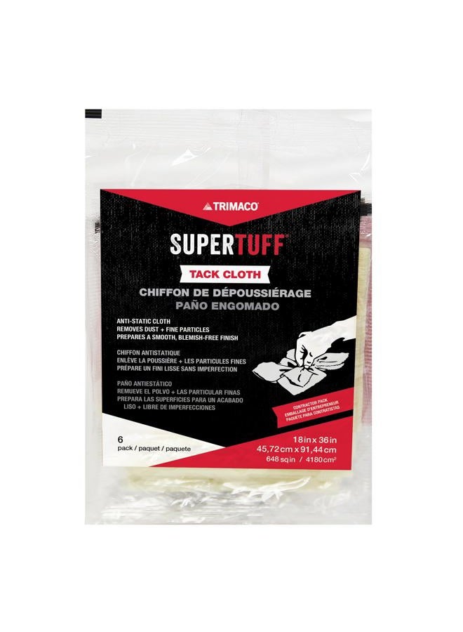 Trimaco 10506 SuperTuff Tack Cloth, 18 x 36-inch, 6 count, Pack of 6, tan - Image 1