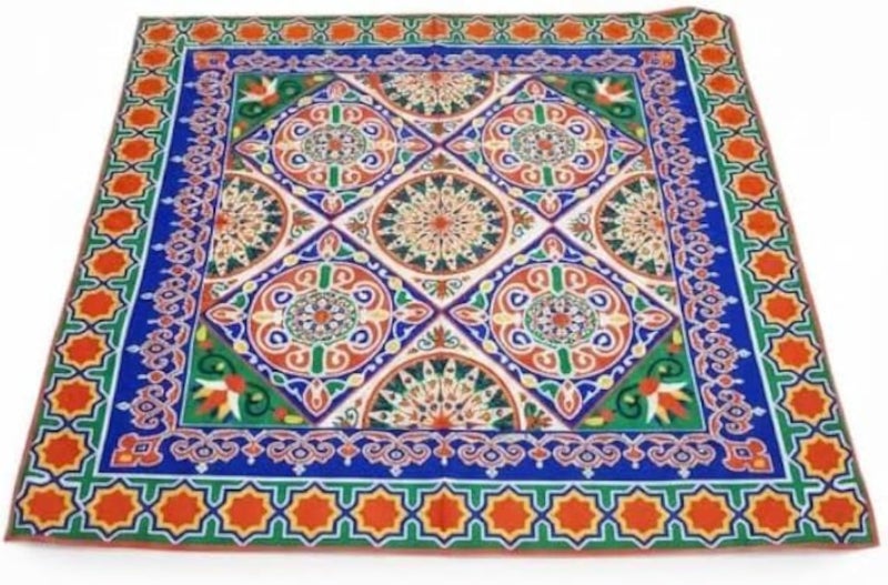 مفرش طاولة قطني أنيق، بنقشة متعددة الألوان، شكل مربع 1.5 × 1.5