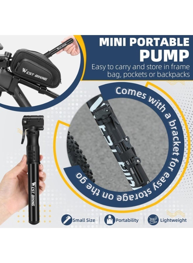 Bicycle Pumps, Mini Bike Pump, Alloy Portable Bicycle Tire Pump, Aluminum Alloy Cycle Pump for Presta & Schrader Valve, Portable Lightweight Bike Tyre Pump For Mountain Road Bike Ball Pum - Image 4