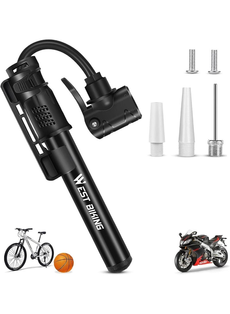 Bicycle Pumps, Mini Bike Pump, Alloy Portable Bicycle Tire Pump, Aluminum Alloy Cycle Pump for Presta & Schrader Valve, Portable Lightweight Bike Tyre Pump For Mountain Road Bike Ball Pum - Image 1