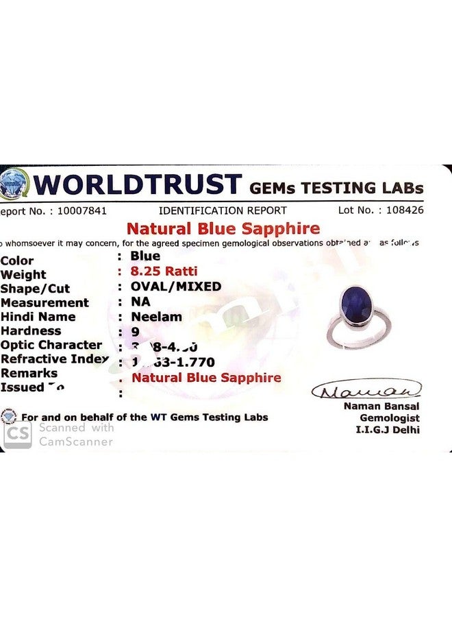 LMDPRAJAPATIS خاتم حجر الياقوت الأزرق الطبيعي غير المعالج 2.25 راتي 2.75 قيراط A+ جودة معتمدة للنساء والرجال - Image 4