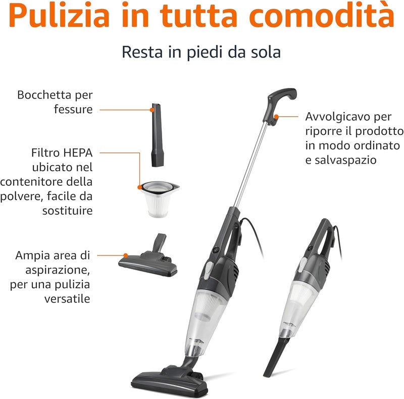 R RUNILEX Lightweight Handheld Vacuum Cleaner 600W Vertical 2-in-1 Stick Dry Vacuuming 6.5 kPa Suction Power, Bagless, Black Ideal for Office and Home - Image 4