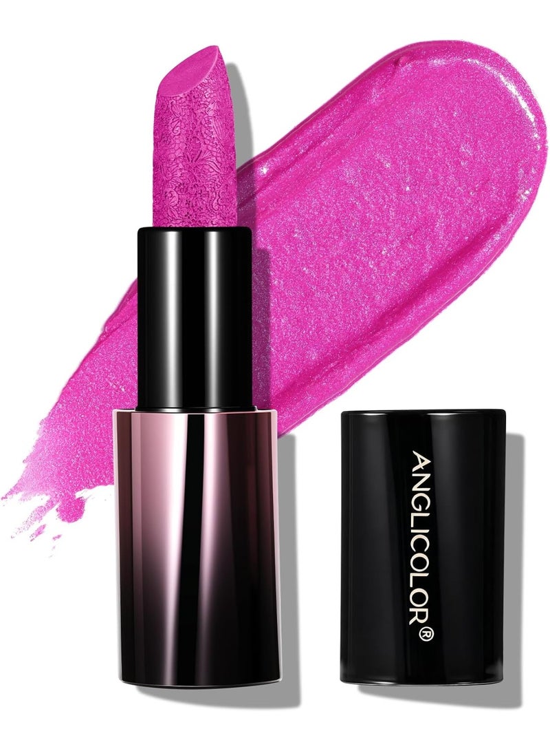 Anglicolor Metallic Lipstick For Subtle 3D Shimmer Effect,Glitter Lipstick,Light,Soft Cream Formula for Moisturized Lips,Non-Sticky (05 HOLOGRAPHIC FUCHSIA) - Image 1