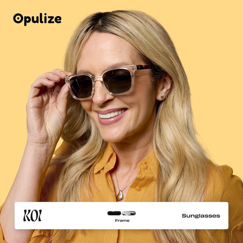 OPULIZE KOI Sunglasses for Women Men,Scratch Resistant Large Rectangular frame with Spring Hinges Tinted lens UV400, Clear (Pack of 1) - Image 4