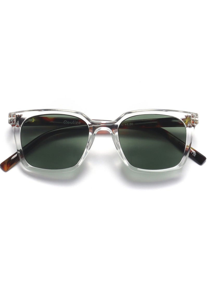OPULIZE KOI Sunglasses for Women Men,Scratch Resistant Large Rectangular frame with Spring Hinges Tinted lens UV400, Clear (Pack of 1) - Image 2