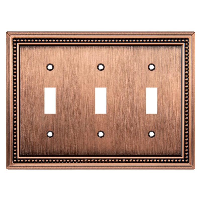 Henne Bery Sunken Pearls Heavy Duty Decorative Wall Plate Switch Plate Outlet Cover Triple Toggle Antique Copper