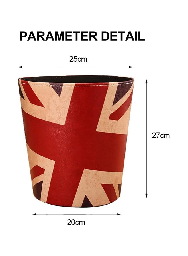 JCB CHIC Vintage Leather Trash Can, Retro Trash Can, PU Leather Waste Basket, Waste Can Wastebin Dustbin Garbage Bin for Bathroom Bedroom Office  - Image 2
