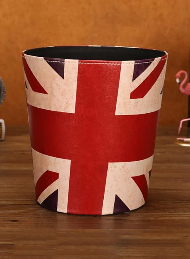 JCB CHIC Vintage Leather Trash Can, Retro Trash Can, PU Leather Waste Basket, Waste Can Wastebin Dustbin Garbage Bin for Bathroom Bedroom Office  - Image 1