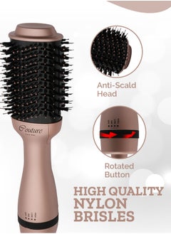 Couture Hair Pro Hot Air Brush -3 In 1 Straightening Brush, Volumizer And Hair Dryer-Premium Salon Quality Rosegold  - Image 3