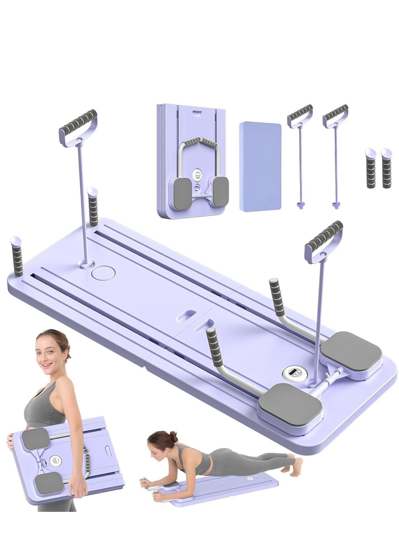 Portable Pilates Reformer Machine for Home Gym - Auto-Rebound Pilates Board with Abdominal Core Trainer & Full Body Workout | Professional Pilates Equipment for Men/Women