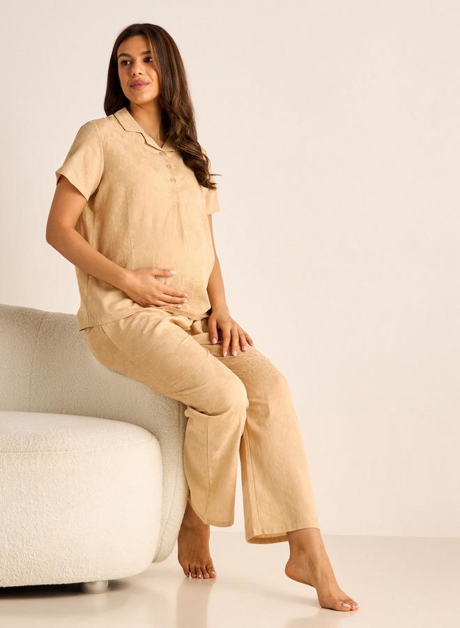 سبلاش فيڤ طقم قميص وبيجامة للحوامل بنقوش - Image 1