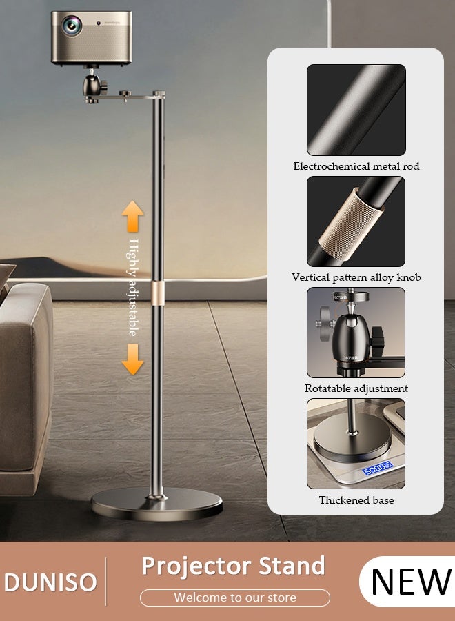 DUNISO Projector Stand for Floor, 360° Swivel Sofa Against Wall Hidden Stand, 55-103cm Height Adjustable, Mini Ceiling Wall Mount Projector Mount Bracket for Home Office Video Vlog DVR - Image 1