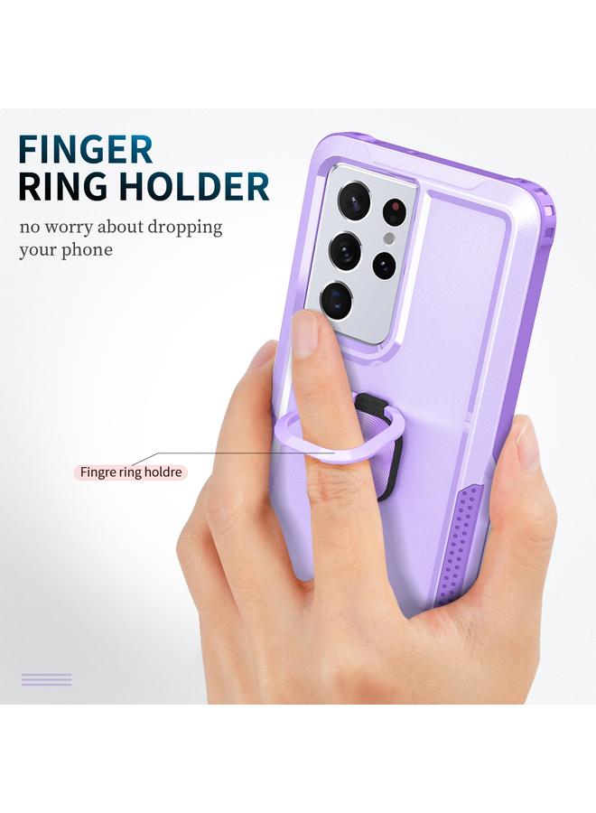 S-TOP Case For Samsung Galaxy S21 Ultra 5G 3 in 1 PC + TPU Phone Case with Ring Holder - Image 2