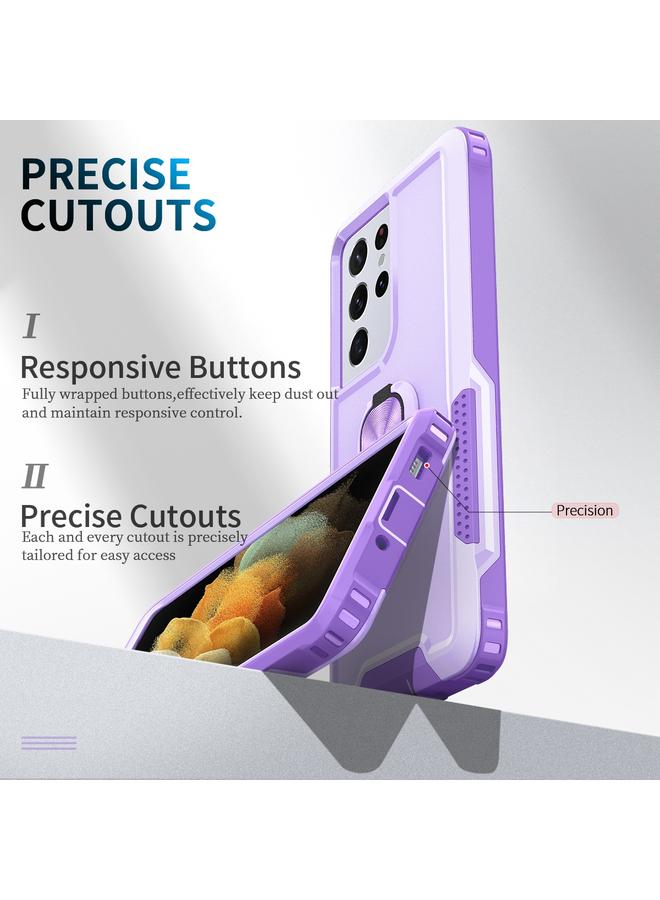 S-TOP Case For Samsung Galaxy S21 Ultra 5G 3 in 1 PC + TPU Phone Case with Ring Holder - Image 3