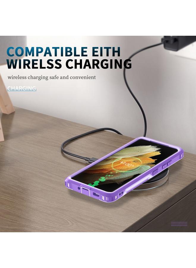 S-TOP Case For Samsung Galaxy S21 Ultra 5G 3 in 1 PC + TPU Phone Case with Ring Holder - Image 5