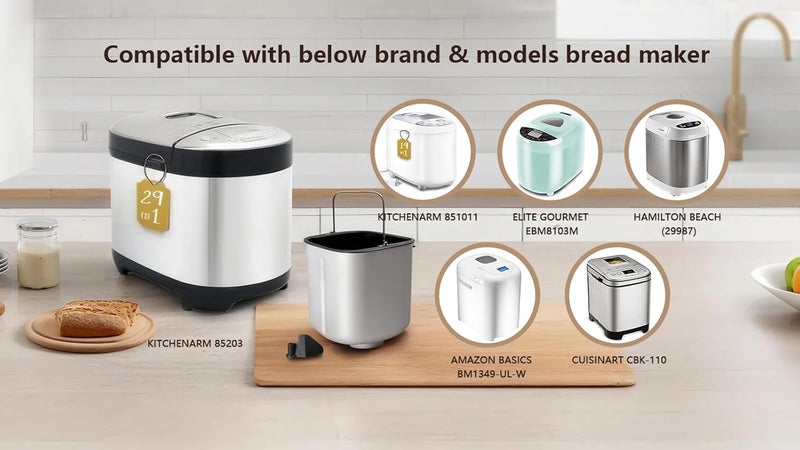 Qvin 2LB Bread Maker Pan with Kneading Paddle, Compatible with Cuisinart CBK-110NAS, CBK-110P1, 2 LB Vertical Bread Making Machine, Non-Stick Coating - Image 3
