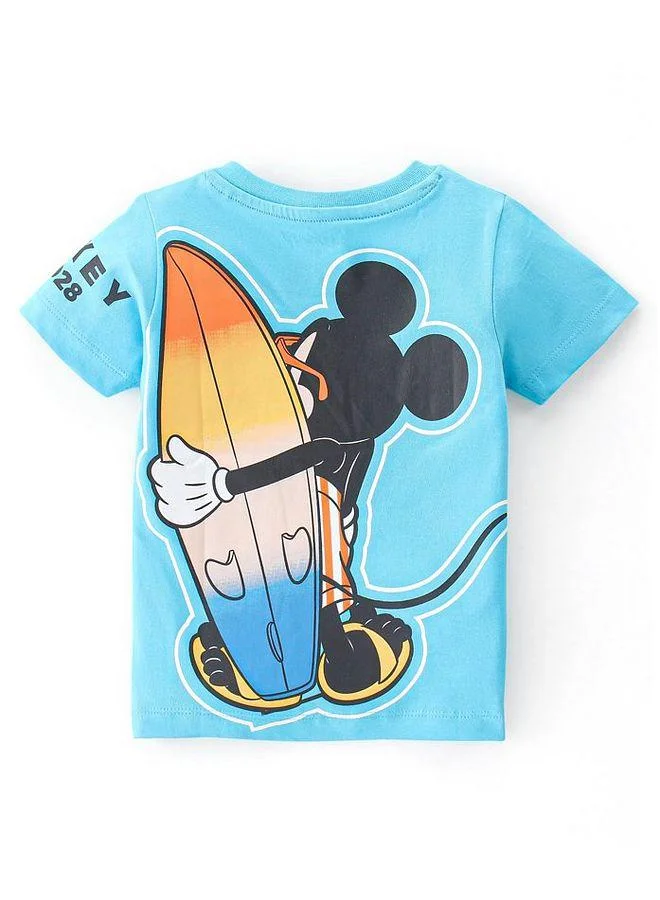 Babyhug Disney Babyhug Disney Cotton Knit Half Sleeves Mickey Mouse Print T-Shirt - Sky Blue