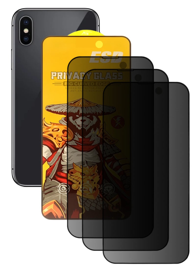 ESD 3 Pieces Tempered Dustproof Privacy Glass Screen Protector Compatible For iPhone X - Image 1
