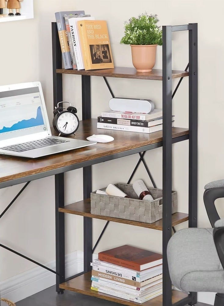 Raffine Modern Home Office Computer Desk with Storage Bookshelves, Multifunctional Work, Study, Gaming & Writing Table, Space-Saving Wooden Desk with Open Shelves, Sturdy Metal Frame, 106.5 x 59.6 x 123 cm - Image 3