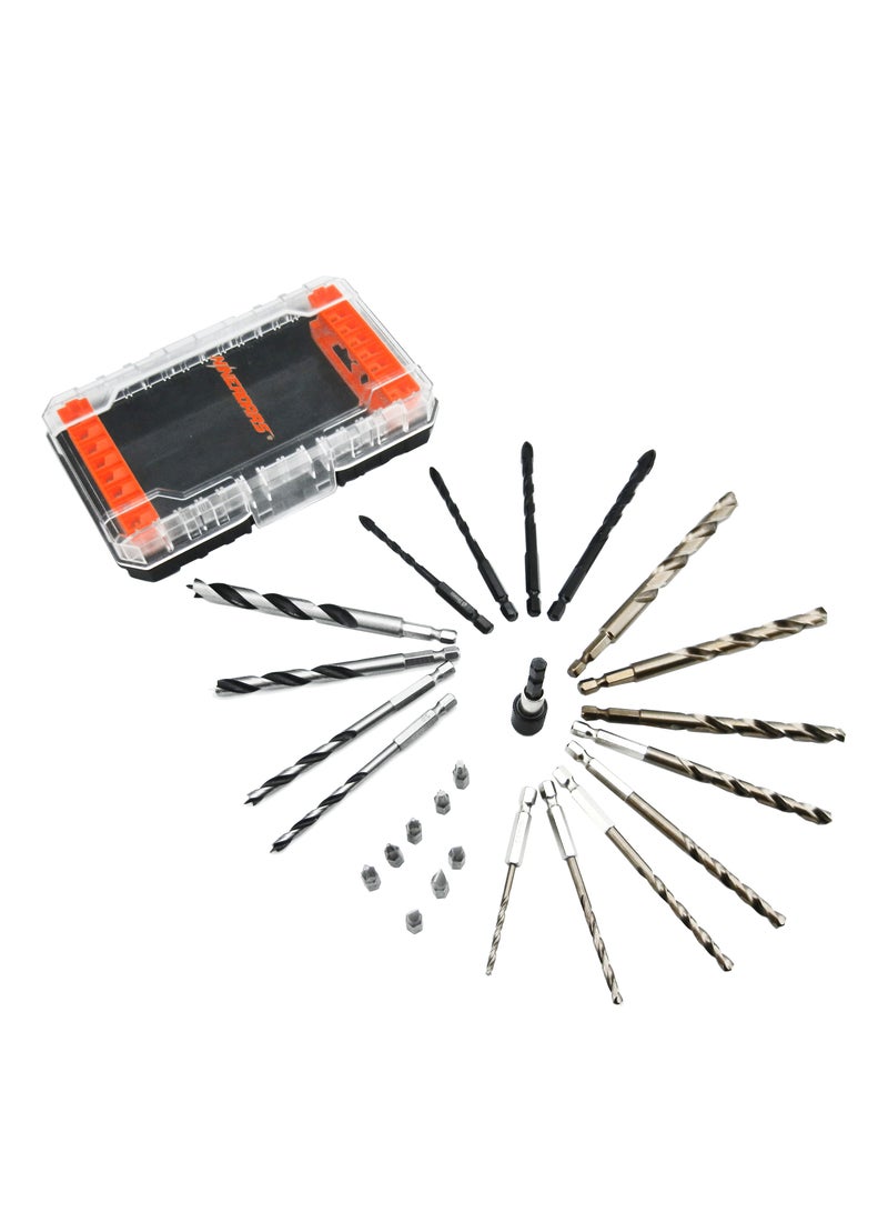 NINEROARS Professional HSS Cobalt Hex Shank Drill Bit 25 Pcs Set with Screwdriver Bits for Wood, Metal,Glass  Durable Case - Image 4