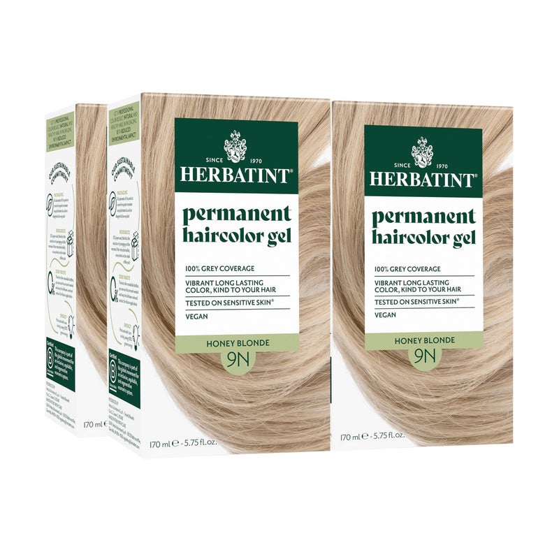 Herbatint Permanent Hair Dye - 9N Honey Blonde - For Up To 100% Gray Coverage of Resistant Gray Hair - Ammonia-Free, Alcohol-Free & Vegan - Salon Influenced Hair Color 5.75 fl oz (4 Pack) - Image 1