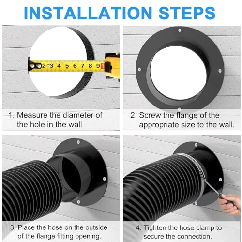 Hon&Guan 5 Inch Duct Connector, Plastic 5 Inch Dust Collection Fittings Duct Flange For Heating Cooling Ventilation System, Black. - Image 3