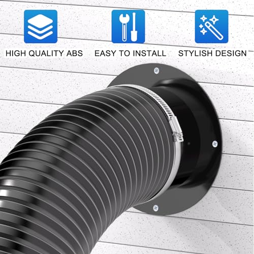 Hon&Guan 5 Inch Duct Connector, Plastic 5 Inch Dust Collection Fittings Duct Flange For Heating Cooling Ventilation System, Black. - Image 2