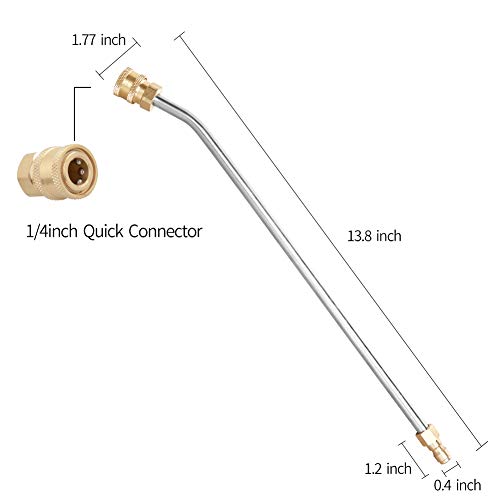Sooprinse Washer Extension Gutter Cleaner Attachment Accessory,High Pressure Washer Gutter Rod for Lance/Wand 1/4 Inch Quick Connect,30 Degrees Curved Rod,14 inch - Image 2