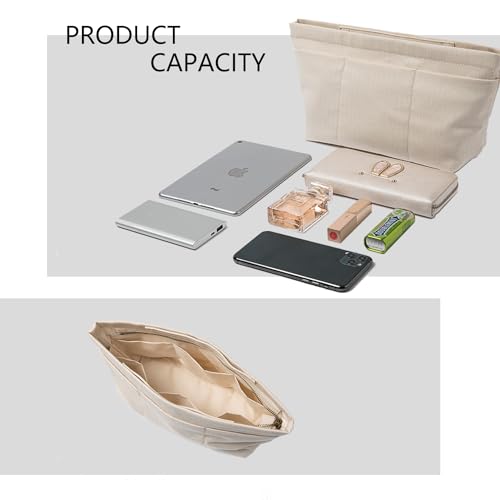 YONBEN Tote Purse Insert Handbag Organizer Shaper Handbag Liner Bag in Bag Divider Organizer Insert (L-With Zipper) - Image 4